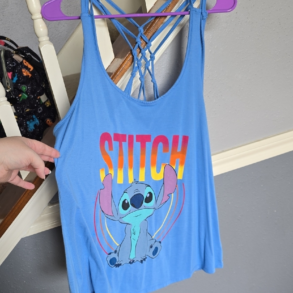 Blue Stitch Graphic Tank Top
